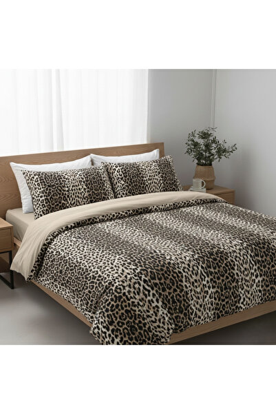 LaLiva Постільна білизна з леопардовим візерунком, двоспальне, з гумкою