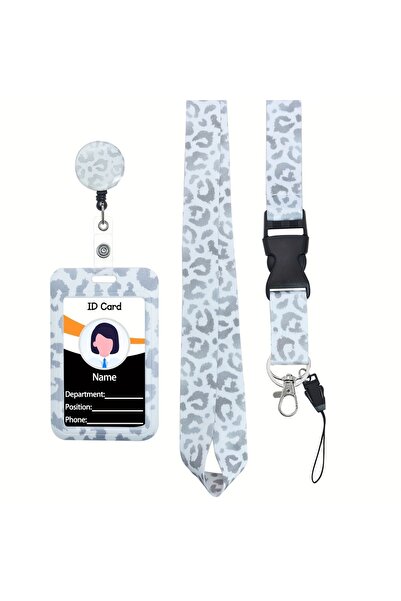 Choice Silver Black&White Leopard Teacher Lanyard Id Badge Card Holder Badge ...