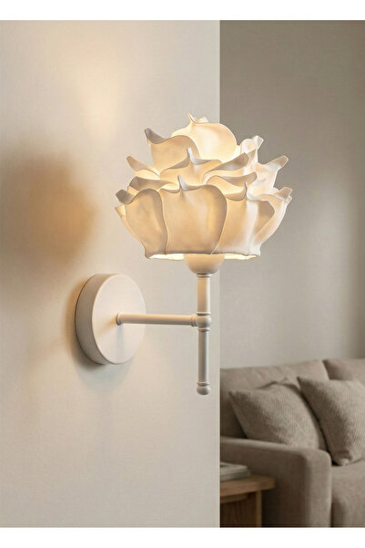 Maison Avf White Eva Rose Design Wired Sconce - Bottom White (Total Length 35...