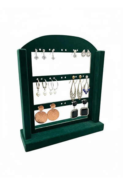 MeGass Dekor حامل حلق من قماش الجلد المدبوغ باللون الأخضر مقاس 26/22 سم