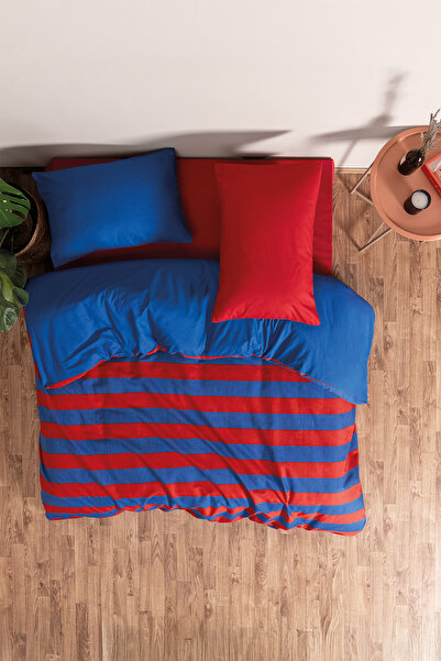 Cozy Home Popping Colors Double Size Fitted Sheet Duvet Cover Set Blaze Red