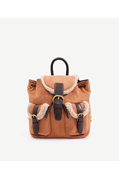 Yargıcı Double Pocket Plush Garnished Backpack