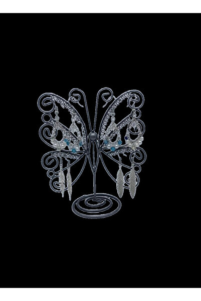 MeGass Dekor Imported Metal Gray Color 26X28Cm Earring Stand