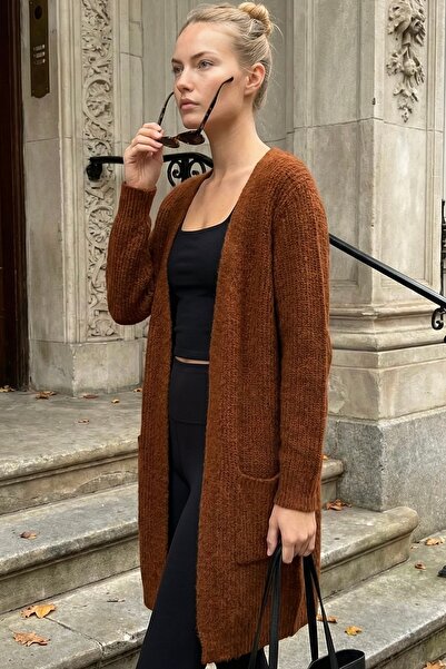 lamea Kadın Uzun Triko Hırka - Cepli, Rahat Kesim & Mevsimlik - Günlük