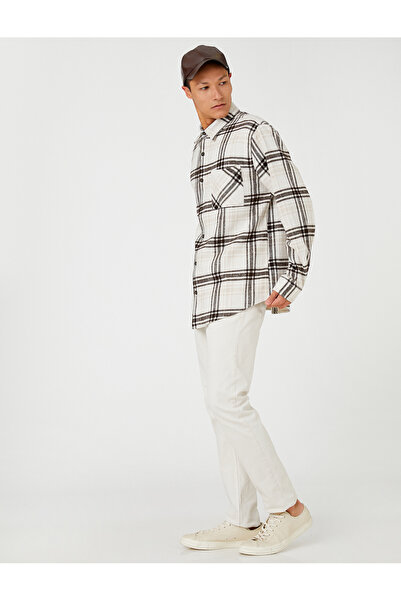 Koton Plaid Lumberjack Shirt Pocket Detailed Buttoned Classic Collar