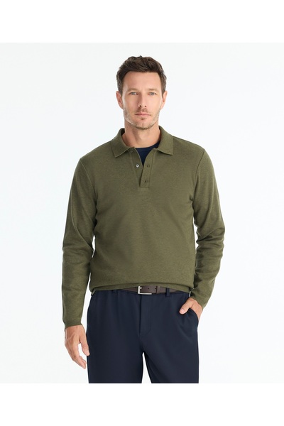 Yargıcı سترة ذات ياقة قميص عادية وأكمام طويلة