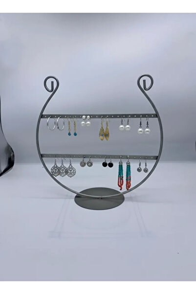 MeGass Dekor حامل أقراط معدني مستورد بلون رمادي مقاس 29×29 سم