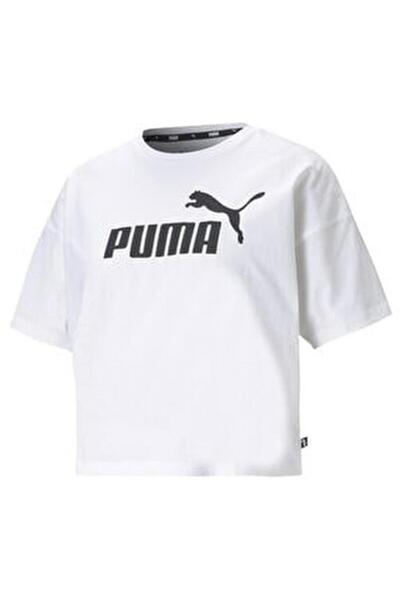 Puma Tričko Ess Cropped Logo Light Straw Kadın Beyaz Günlük