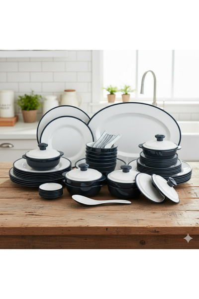 casa rosa 57-piece dining set made of high-quality, microwave-safe melamine