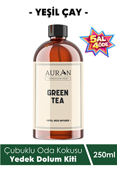 AURAN Yeşil Çay Çubuklu Oda ve Ortam Kokusu Yedek Dolum Kiti Yedek Şişe Green...
