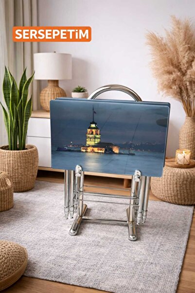 SERSEPETİM KIZ KULESİ SERİSİ 4 LÜ ÇANTA SEHPA KIZ KULESİ & İSTANBUL HD BASKI ...