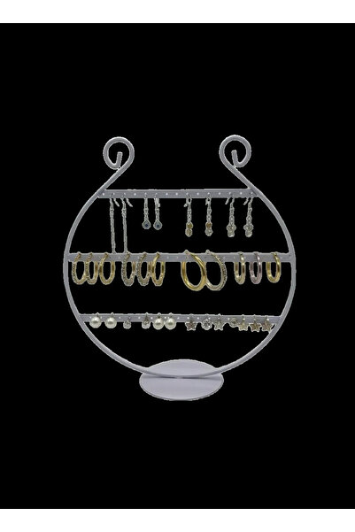 MeGass Dekor حامل أقراط معدني مستورد باللون الأبيض مقاس 29×29 سم