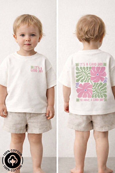 Miniel تي شيرت بناتي برقبة دائرية مطبوع عليه زهور 100% قطن كبير الحجم للأطفال...