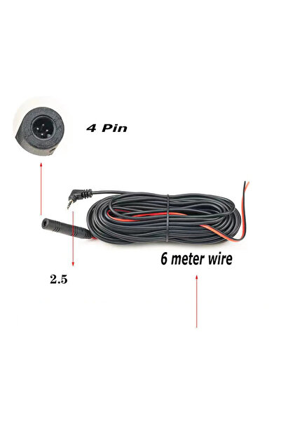 Choice سلك تمديد لكاميرا السيارة الخلفية، مزود بأربعة ثقوب، بطول 6 أمتار، وأر...