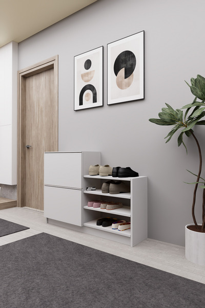 Mirobi Rukka Düşer Kapak Ayakkabı Dolabı Beyaz