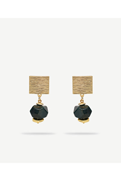 Yargıcı Agate Stone and Geometric Textured Earrings
