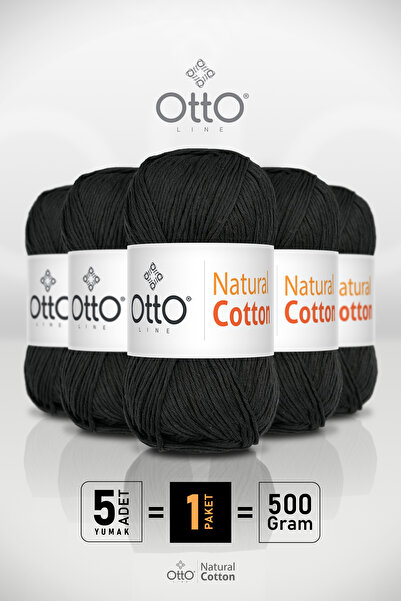 Otto خيط قطني طبيعي - أسود - عبوة من 5 قطع - 2 مم/100 جرام/200 متر - خيط قطني...