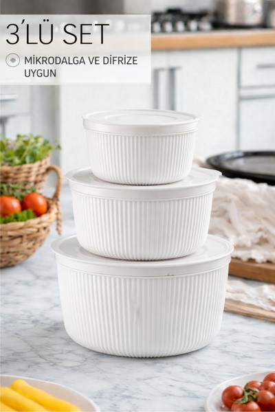 Ovio Ev&Yaşam مجموعة حاويات تخزين مكونة من 3 قطع 1550 - 1000 - 550 مل صندوق ت...