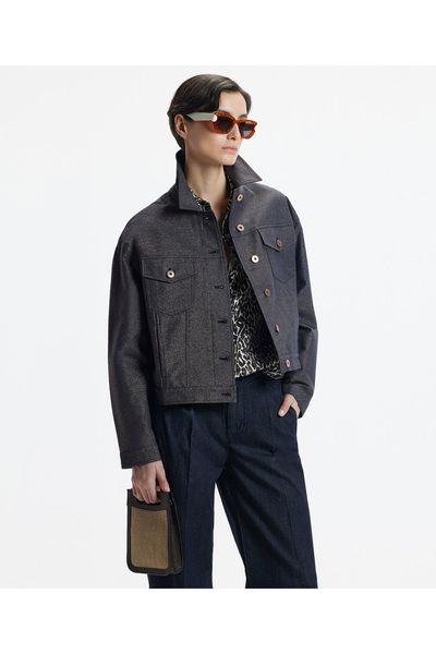 Yargıcı Shirt Collar Short Jacket with Front Pocket