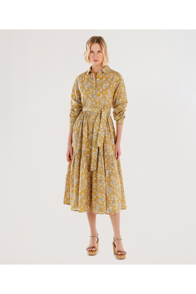 Yargıcı Kemerli Uzun Kollu Gömlek Elbise