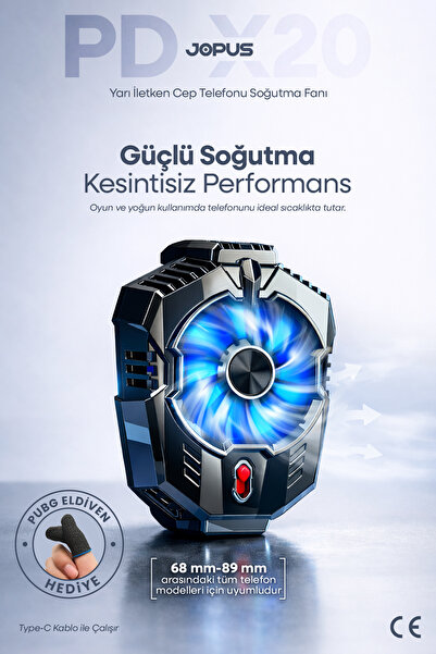Jopus iOS Android Kıskaçlı RGB Telefon Soğutucu Fan - Pubg Eldiven Hediyeli -...