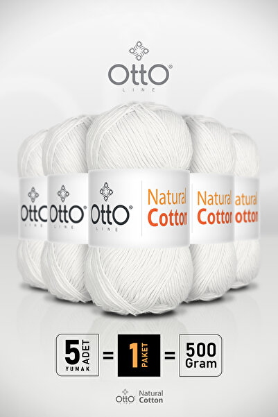Otto خيط قطني طبيعي - أبيض - عبوة من 5 قطع - 2 مم/100 جرام/200 متر - خيط قطني...