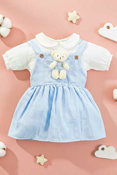 bshood X Silk Atlas Short Sleeve Teddy Bear Baby Collar Muslin Dress