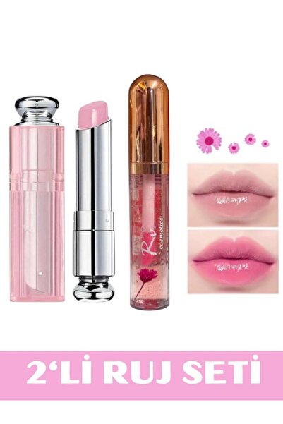 NUNUKO 2'li Ruj ve Ultra Nemlendiricili Lip Balm Seti Uzun Süre Kalıcı Nemlen...