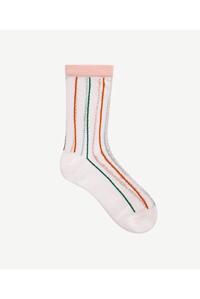 Yargıcı Şerit Detaylı Çizgili Çorap