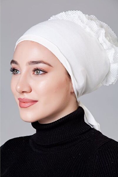 nanak كريم (إكرو - أوف وايت) غطاء ليكرا مكشكش مانع للانزلاق