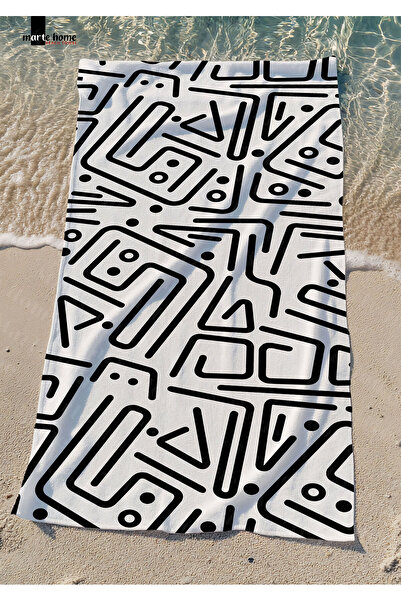 Marte Home دودل أسود - منشفة شاطئ مطبوعة