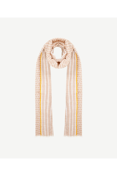 Yargıcı Keten Karışımlı Çizgili Şal