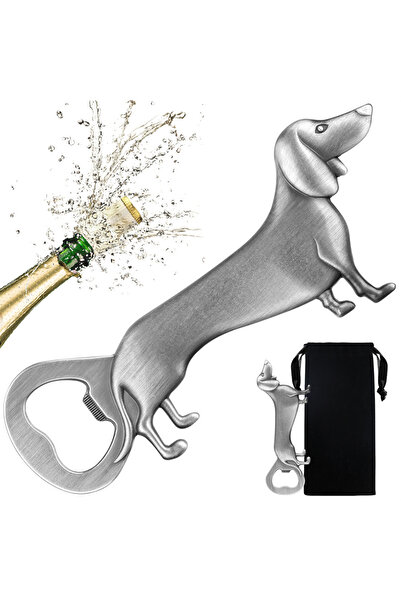Choice فتاحة زجاجات على شكل كلب داشهوند رمادي وأسود 3404، هدية مثالية لمحبي ا...