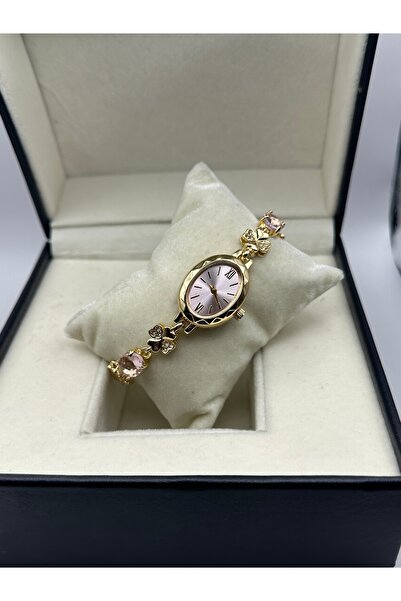 chaoyada Oval Çiçek Taş Vintage Kol Saati Hediye Kutusunda