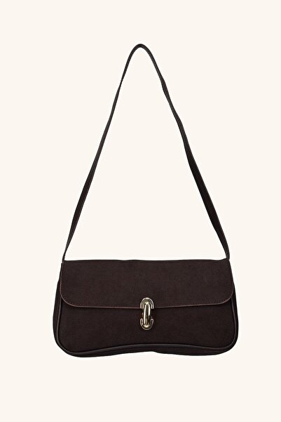 birizmoda Geantă Mini de mână și de umăr Mila din piele intoarsa - Maro amar