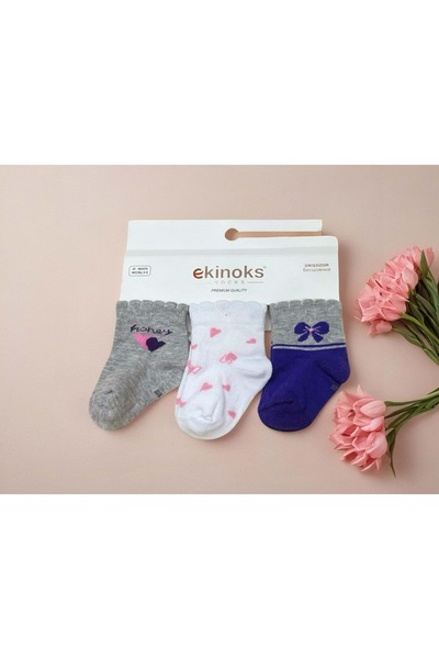Ekinoks Honey Hearted Triple Baby Socks Gray