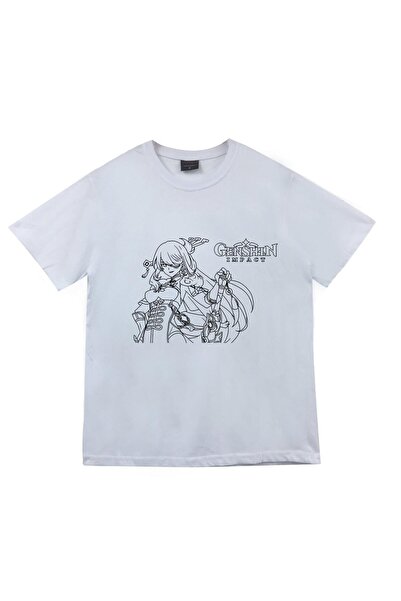fame-stoned Genshin Impact Anime з принтом, унісекс, 100% бавовна, біла футболка