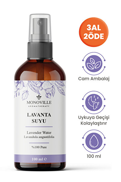 Monoville Lavanta Suyu 100 ml Cam Şişe %100 Doğal Sprey Başlıklı (Lavender Wa...