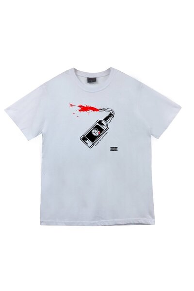 fame-stoned Μπλουζάκι Onyx Printed Unisex 100% Cotton White