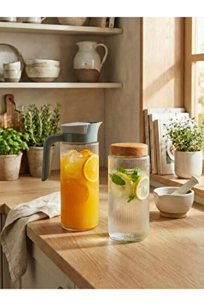 leelaHOME 2'li Set Cam Kavanoz-Sürahi 1500 ML