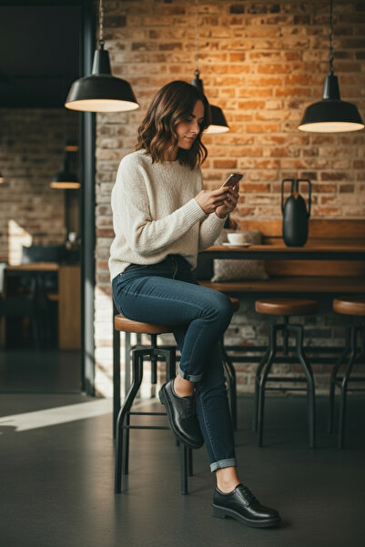 MelAlp Kadın Vegan Deri Oxfrod Ayakkabı