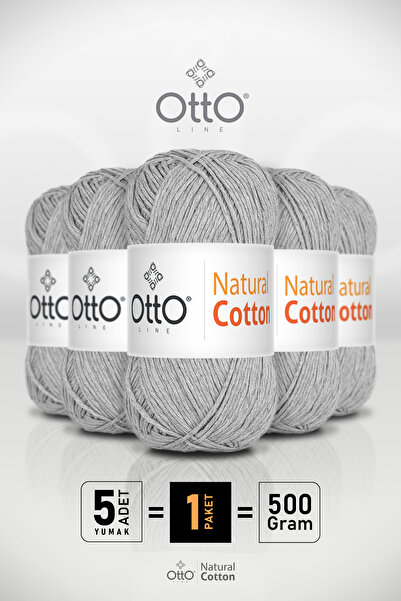 Otto خيط قطني طبيعي - رمادي فاتح - عبوة من 5 قطع - 2 مم/100 جرام/200 متر - خي...