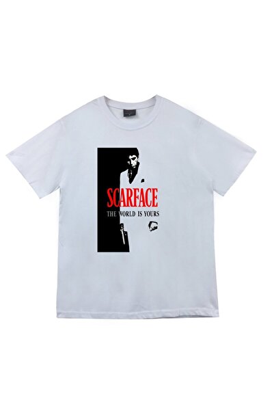 fame-stoned Scarface Tony Montana Printed Unisex 100% Cotton White T-Shirt