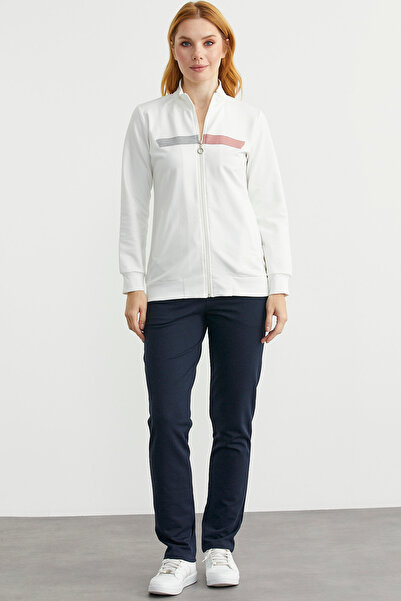 Sementa Σετ αθλητικής φόρμας με φερμουάρ με ψηλό γιακά - Εκρού