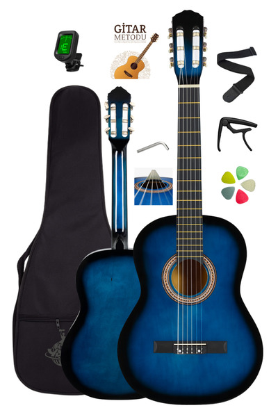 Campbell CE-54 3/4 Klasik Gitar – 7-14 Yaş Sap Ayarlı, Full Set (Siyah / Kırm...