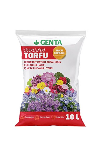 Genta Çiçekli Bitkiler Için Toprak Torf Çiçek Toprağı 10 Lt