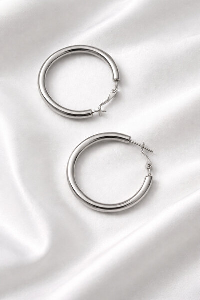 TuQos Silver Color Hook Stylish Steel Earrings