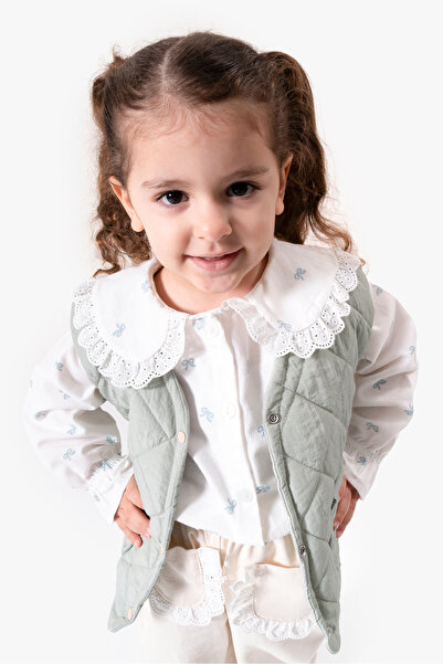 Jikko Baby Dantel Yaka Yelekli 3'lü Bebek Takımı 9086