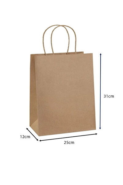 Kraft Bag with Handle 25 cm X 12 cm X 31 cm 50 Pieces Paper Bag