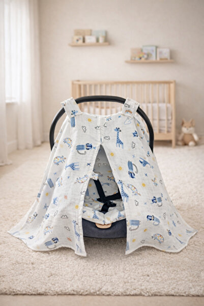 Yada Baby %100 Organik Pamuklu Kumaştan Müslin Tek Kat Minderli Puset Örtüsü ...